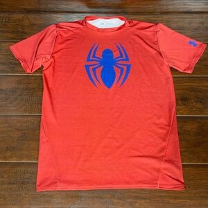 Under Armour Spider-Man HeatGear Compression Shirt Mens Size XL Red Spidey Logo